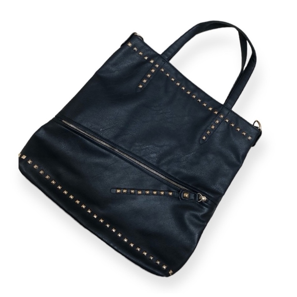 Say What Blue Studded Faux Leather Shoulder Purse - Picture 3 of 6